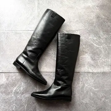 NEBULONI E. 천연 가죽 롱 부츠 37 블랙