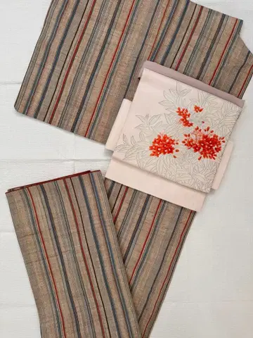 스트라이프 패턴 코몬 기모노