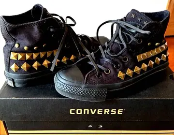 [ 새상품 ] 커스텀 CONVERSE 스터드 장식 블랙 하이컷 스니커즈