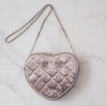 pium 피움 벨로아 퀼팅 하트 미니백 더스티 핑크