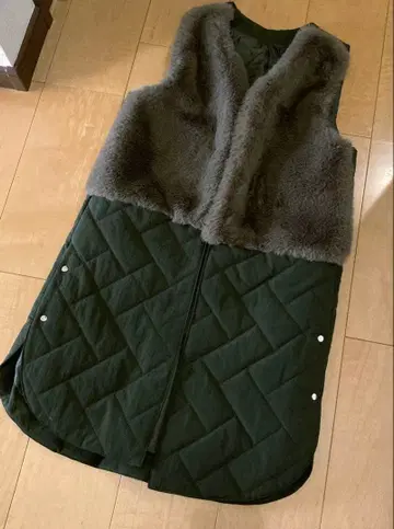 A dlumie 올리브 그린 퍼 퀼팅 베스트