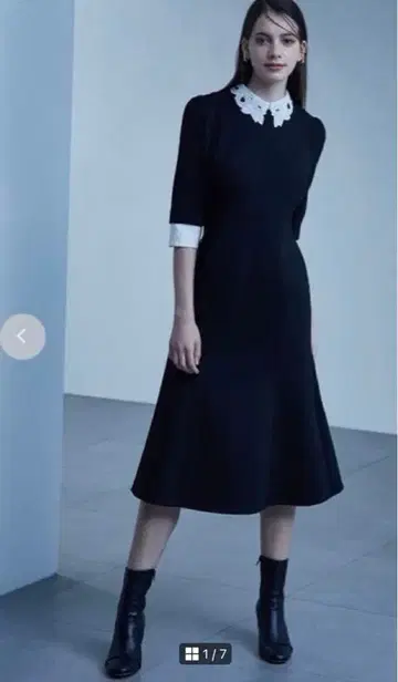 셀포드 자수 칼라 분또 원피스 블랙/S