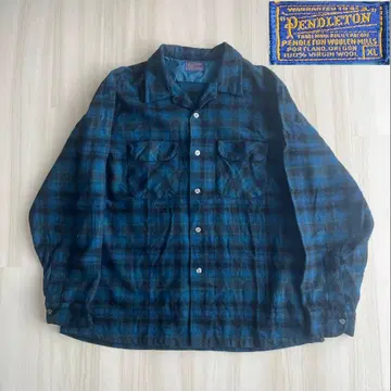 50S PENDLETON 옴브레 섀도우 보드 셔츠 펜들턴 파랑 블랙