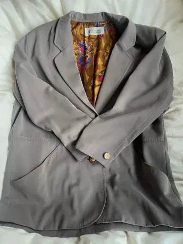 구제 의류 레트로 테일러드 자켓 빅 실루엣 스카프 패턴 안감 여성용