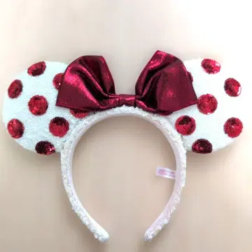 도쿄 디즈니 리조트 미니 마우스 스팽글 빨간색 도트 머리띠