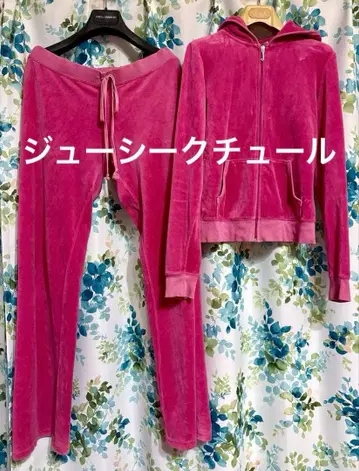 쥬시 꾸뛰르 핑크 벨로아 후드 부착 셋업