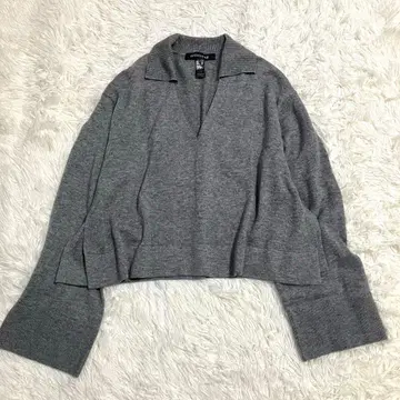 새상품급 mizuiro ind 니트 스키퍼 울 혼방 그레이 숏 기장