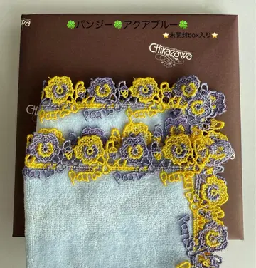 [ 새상품 미개봉 box ] 긴자와 레이스 타월 손수건 팬지 아쿠아 블루