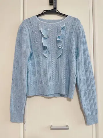 미사용품 [ LOULOU WILLOUGHBY ] 프론트 프릴 라메 풀오버