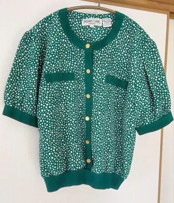 안드레아 게일 빈티지 시어 프린트 블라우스 반팔