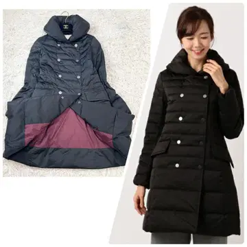 자유구 새틴타프타 다운 자켓 롱 블랙 작은 사이즈 XXS