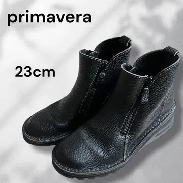 프리마베라 천연 가죽 사이드 지퍼 숏부츠 23cm 블랙