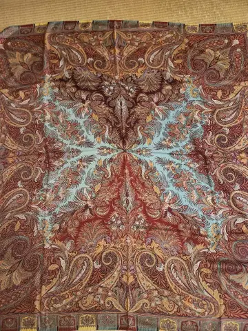 새상품급 대형 ETRO 페이즐리 무늬 울 실크 스톨