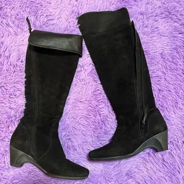 새상품급 핏핏 롱 부츠 스웨이드 블랙 23.0