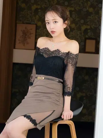 택 포함 새상품 XXL 오프숄더 레이스 타이트 드레스