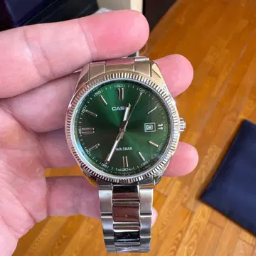 CASIO 그린 다이얼 손목시계 쿼츠