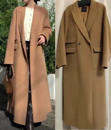 anuans 리버 롱 더블 포켓 체스터 코트 카멜 S