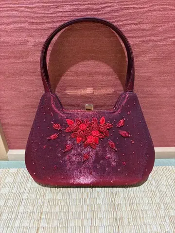 자수 핸드백 스톨 포함 와인 레드 일본 의류 서양 의류