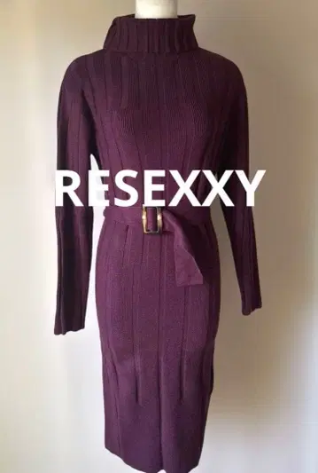 새상품급 RESEXXY 와이드 리브 니트 원피스 M 인기 보르도