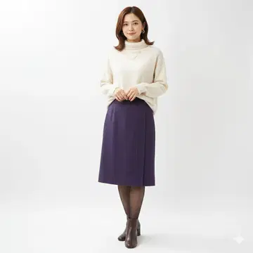 [ 새상품 ] Sybilia 시빌라 울 타이트 스커트 M 보라 퍼플