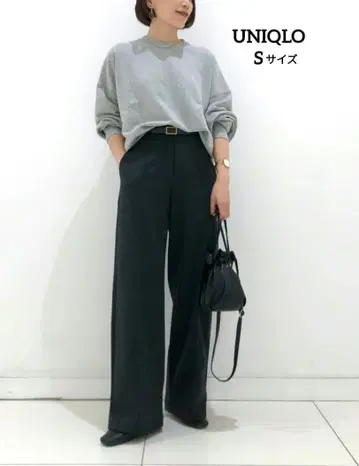 미사용 UNIQLO 2023 가을/겨울 브러쉬드 저지 턱 와이드 팬츠 S