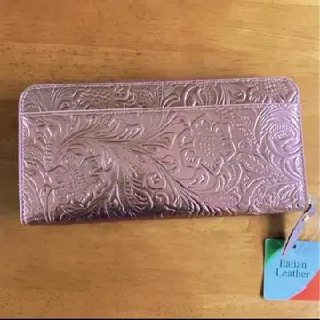 이탈리아 가죽 장지갑 핑크 x 골드