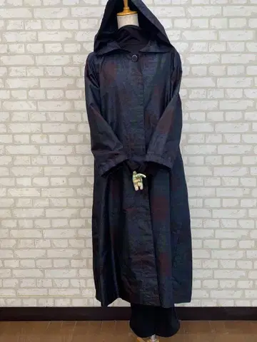 오시마 명주 리메이크 후드 부착 A라인 코트