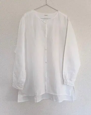 MITTAN 린넨 와이드 셔츠 고밀도 화이트 3