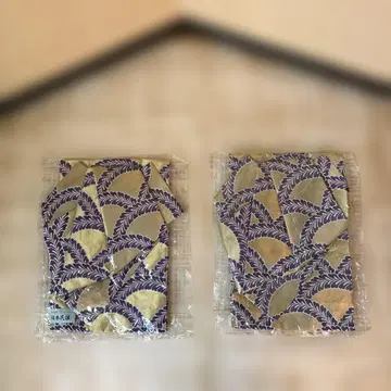 보라색과 금색 잎 무늬 후견매듭 오비 2개