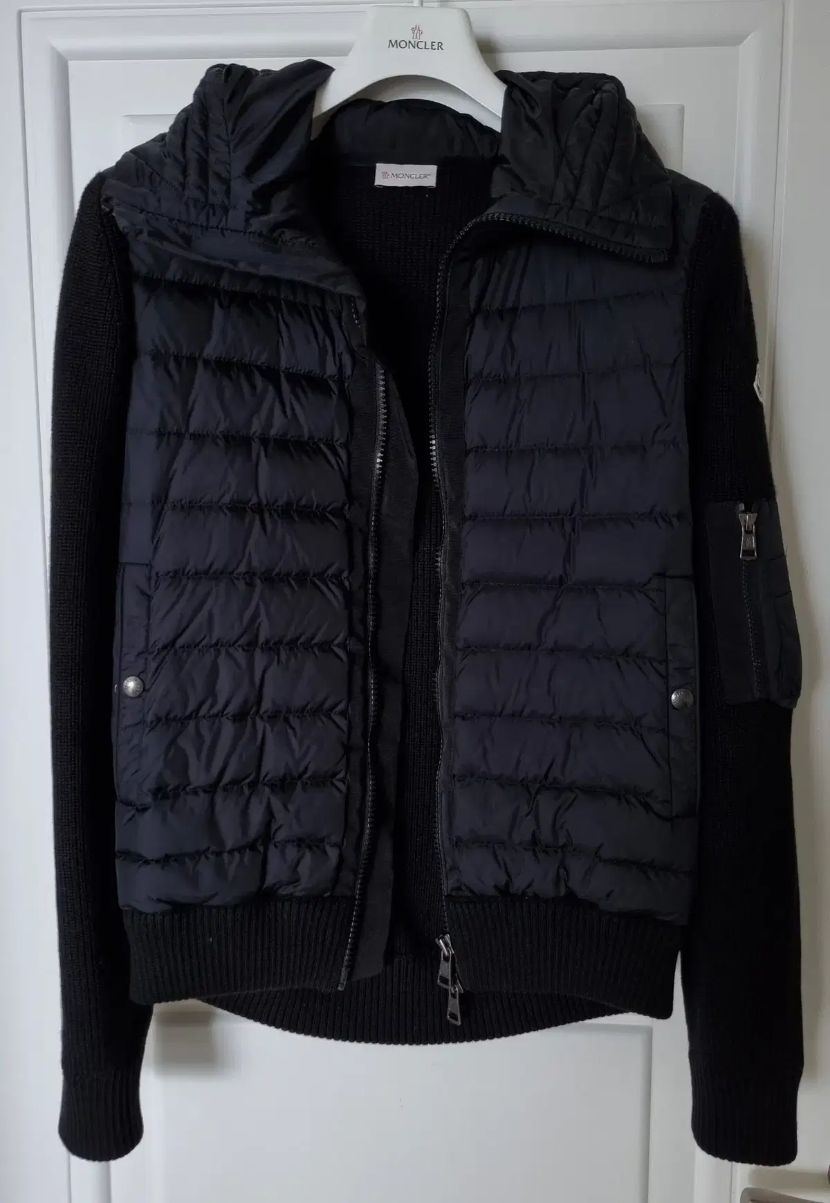 Moncler Tricot Hooded Knit Padded Black L Size