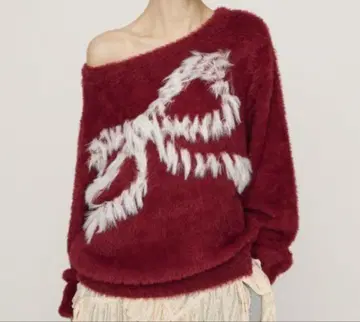 sly 원 숄더 리본 니트 상의