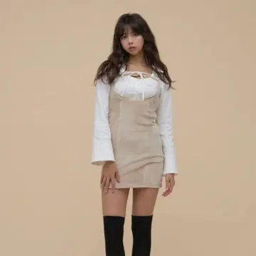 andmary Betty velour mini dress beige