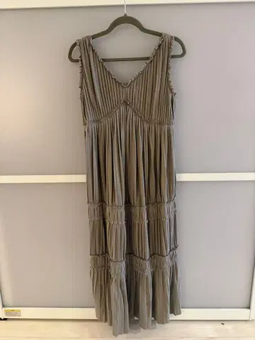 그레이 슬리브리스 롱 원피스