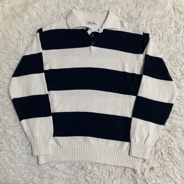 [ 컨디션 최상 ] ZARA 자라 보더 니트 피케 셔츠 M 사이즈