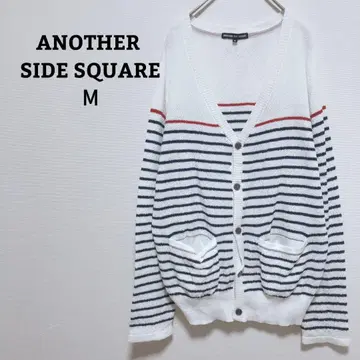 어나더 사이드 스퀘어 가디건 니트 보더 V넥 겉옷 M