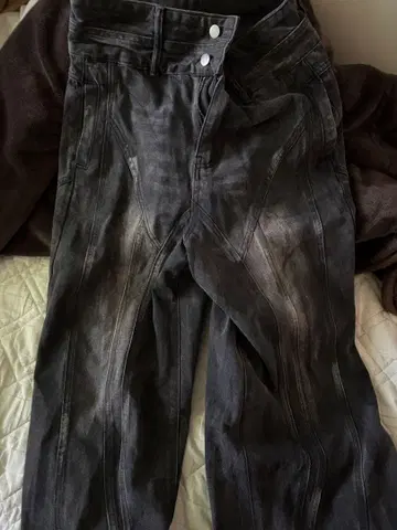 Argue Culture 와이드 데님 팬츠 청바지 워시드 데미지