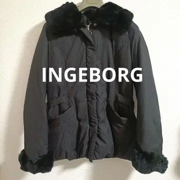 INGEBORG 퍼 포함 블랙 다운 자켓 코트 잉게보그