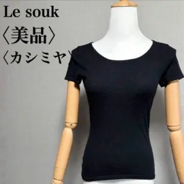 새상품급 Le souk 캐시미어 혼방 티셔츠 블랙 38 M 스트레치 고급