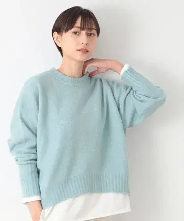 [새상품] 데셍 숏 기장 와이드 크루넥 니트 스카이블루 블루 M사이즈