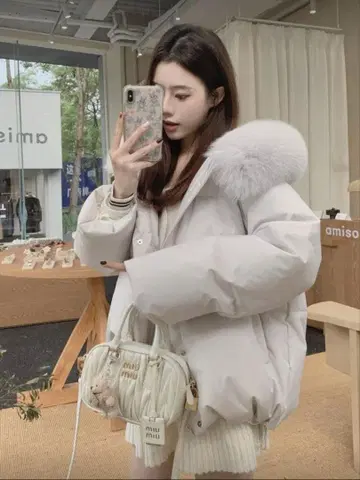 SHEIN 다운 자켓 라이트 그레이 그레이 블루 한국