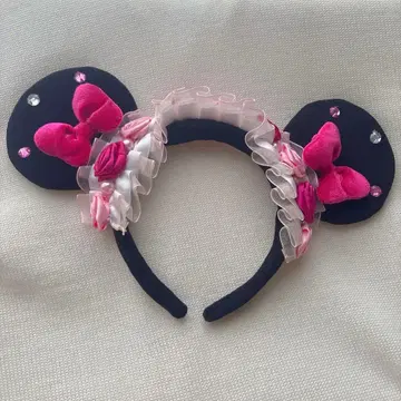 미니 머리띠 핑크 장미