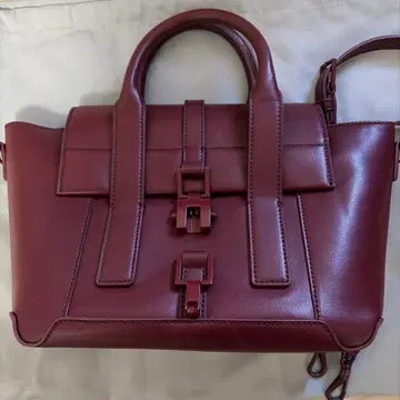 버건디 가죽 미니 숄더백