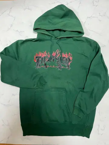 THRASHER 그린 후드티