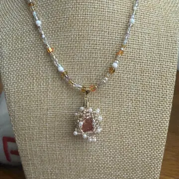 천연 마노와 비즈, 펄 목걸이 펜던트