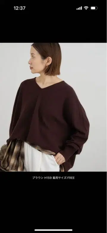 IENA Fine 뉴질랜드 울 뉴앙스 V 풀오버 브라운