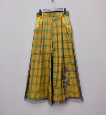 스칼라 543260 꽃나비 자수 튤 레이어드 체크 팬츠