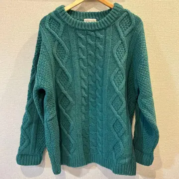 FREAK'S STORE 케이블 니트 스웨터 L 그린 두꺼운 원단 니트