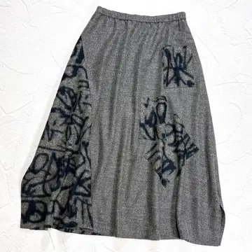 새상품급 제니 가르송 빅 사이즈 롱 스커트 42 이소재 절개 울