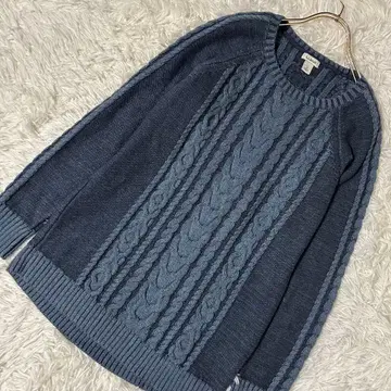 [양품] L.L Bean 케이블 니트 S 블루 면 100%