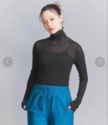 새상품급 H BEAUTY&YOUTH 코튼 시어 리브 터틀넥 상의